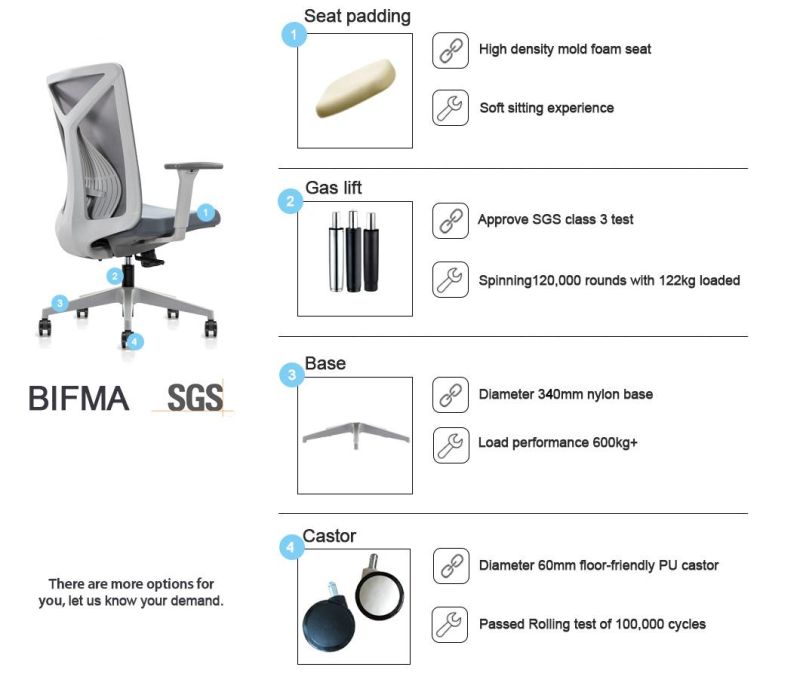 3 Position Lock Mechanism MID Back Office Chair Home Furniture