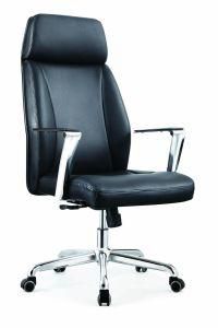 Comfortable High Back PU Leather Metal Base Headrest Swivel Boss Chair