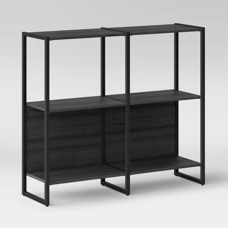Double Side Black Computer Desk Shelf for Living Room
