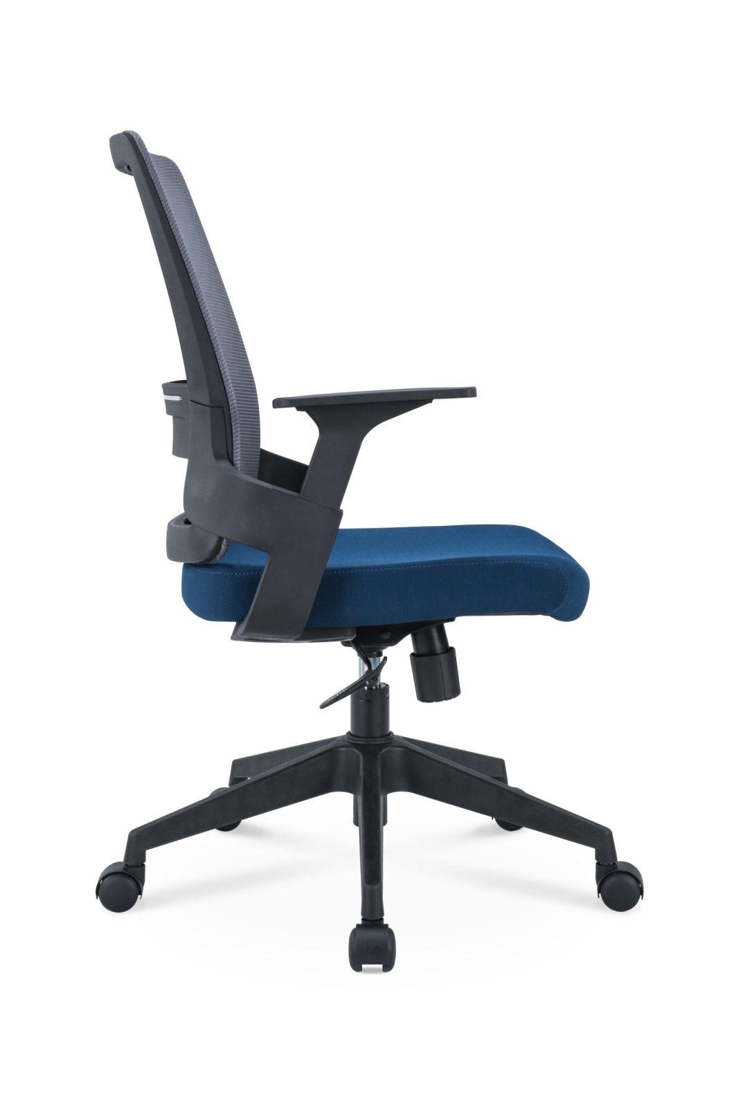 High Quality European Standard En1335 BIFMA Medium Back Staff Modern Fabric Mesh Swivel Office Chair