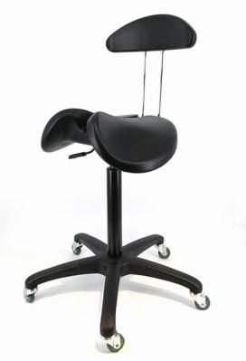 Nylon Base Industrial Heavy Duty Castor Class 4 Gas Lift Seat up and Down Mechanism with with Backrest Saddle Seat Chair