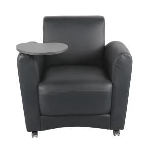 Modern Office Leather Chair with Tablet Armrest and Wood Frame