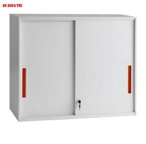 Half-Height 2 Layers Sliding Door Cabinet Made of Metal for Office File Storage