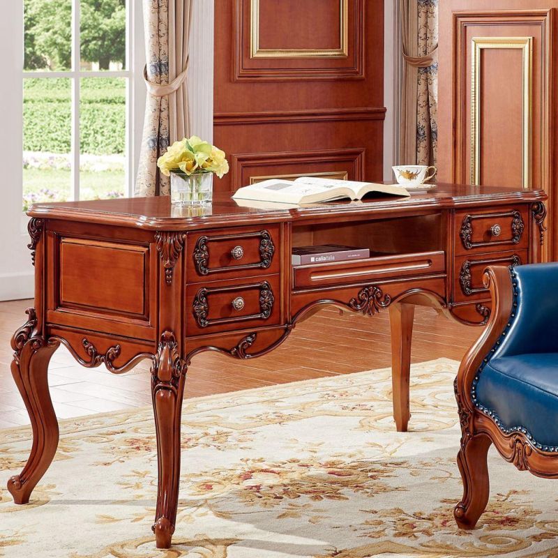 Executive Table with Wood Bookcase for Home Office Furniture