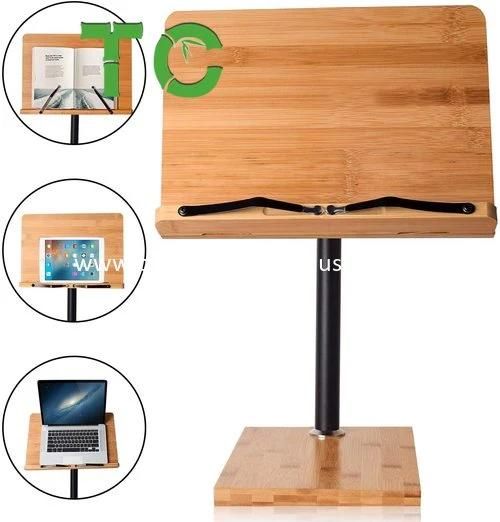 Adjustable Bamboo Desktop Book Holder Bookshelf Stand Bamboo Wood Book Stand Cookbook Holder