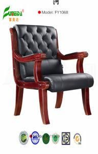 Swivel Leather Executive Office Chair with Solid Wood Foot (FY1069)