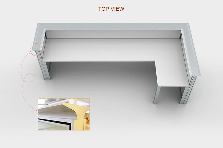 Modern Office Counter Reception with Table Design Used Curved Partition Panel