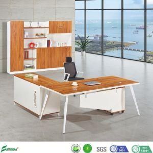 Metal Legs Solid Wood Office Furniture L Shape MFC Panel Executive Table Manager Desk