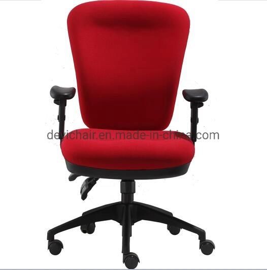 Three Lever Heavy Tudy Mechanism with Adjustable PU Armrest High Nylon Base Red Color Office Chair