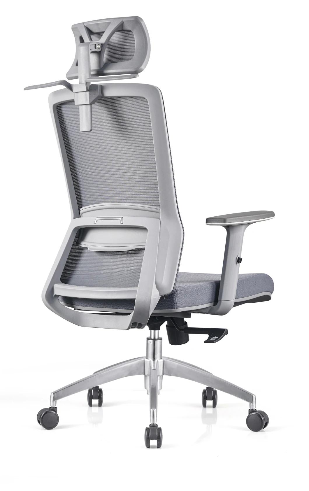 Exquisite Gray New Material and Fiber Frame Mesh Chairs with Adjustable Armrest Office Chairs 