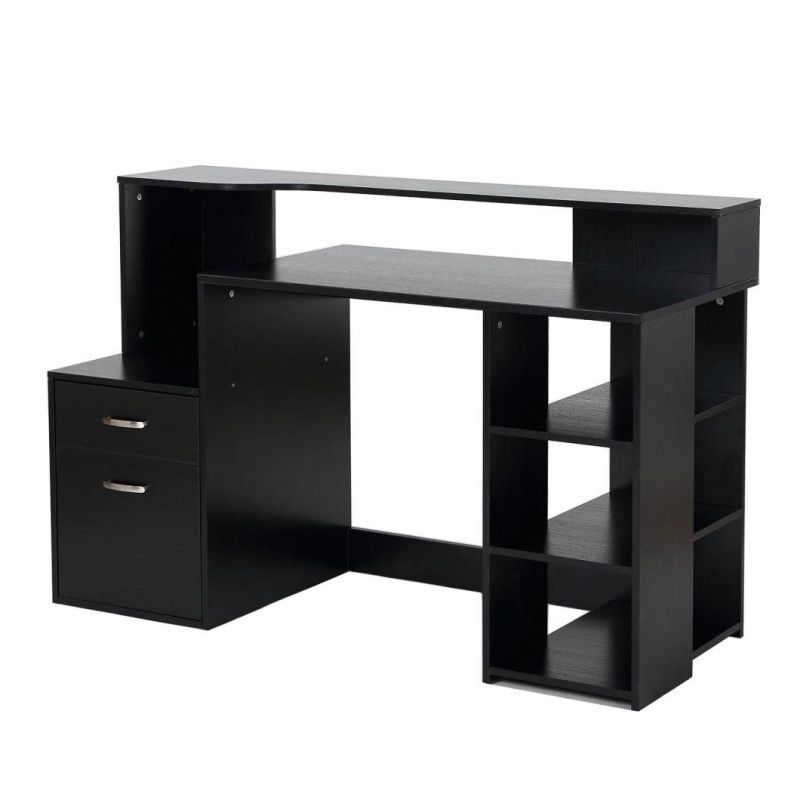 Amazonsfurntiure 55" Multi-Shelf Dorm and Home Office Desk Black