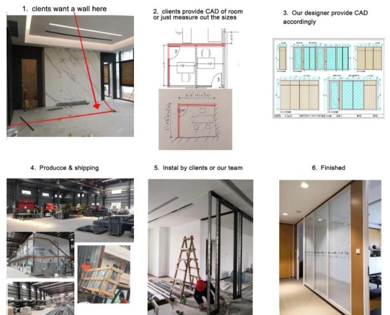 Office Furniture Full Height Movable Aluminium Tempered Glass Wall Partition