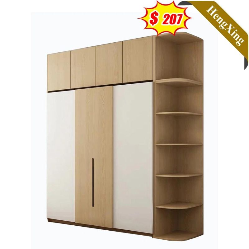 High Quality Simple Style Light Wood Color Sliding Door Bedroom Furniture Storage Wooden Wardrobe