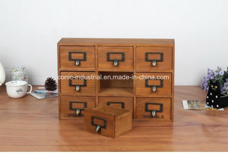 Japan Style Vintage Wooden 9 Drawer Storage Cabinet