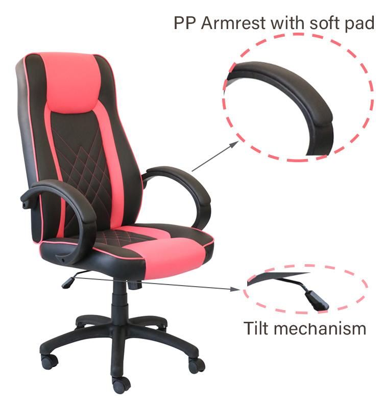 (MOZART) Racing Style Pink Office Chair with PP Armrest