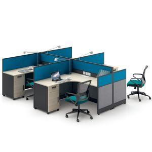 Modular T-Shaped 4 Person Modern Ash Cubicle Office Partition Table