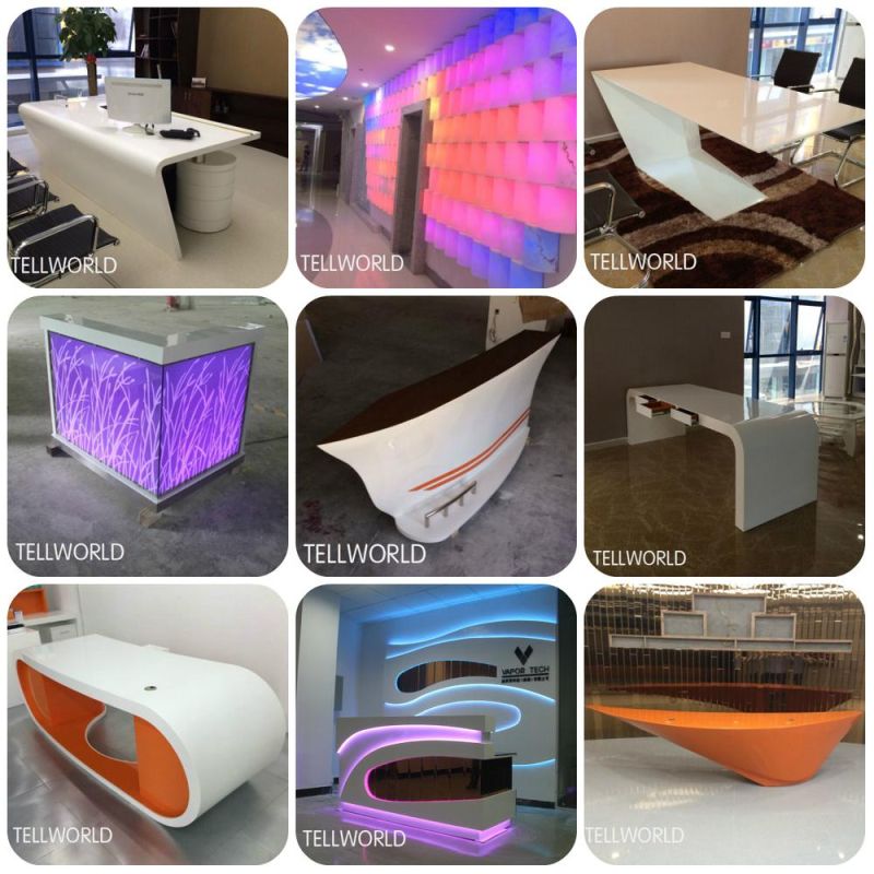 Stylish Design Pure White LED Solid Surface Counter Reception Desk
