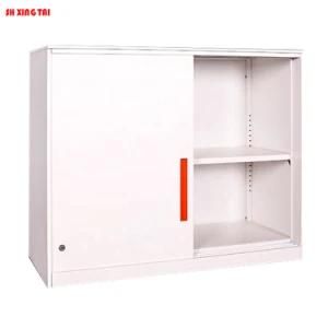 Short 2 Tiers Sliding Door Cabinet Made of Metal for Office File Storage