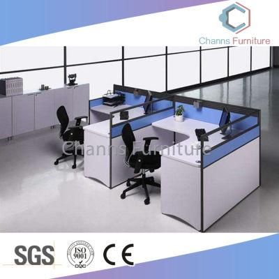 Modern Furniture Blue L Shape Two Seats Workstation with Partitions (CAS-W3146)