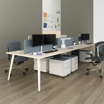 Foshan Industrial Design Large Double Sided Face to Face Cluster Workstation 6 People Office Desks with Pedestals and Dividers