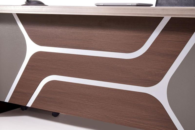 Luxury Style Aluminium Edge 160cm 180cm 200cm L Shaped Wooden Executive Office Table