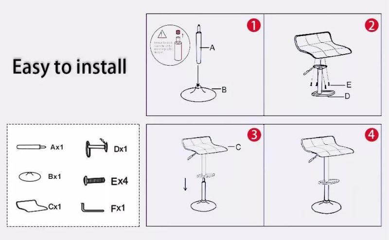 Durable Steel Base Bar Seat Swivel Ar Stool Bar Chair with Footrest
