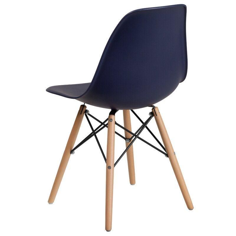 Molded Dining Chairs with Solid Natural Wood Legs White