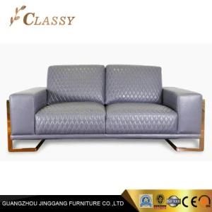 Livingroom Golden Frame Classical Diamond Stitch Leather Finish Sofa