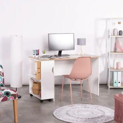 Porch &amp; Den Ruth Office Computer Writing Desk with Shelves and Wheels