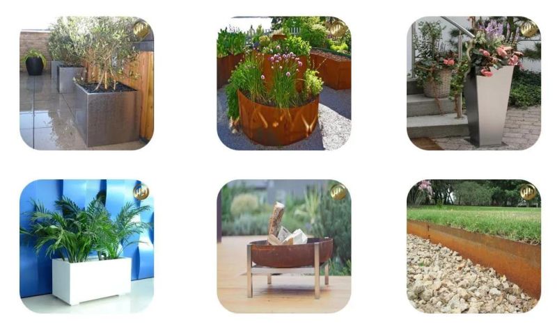 Garden Outdoor Simple Rectangular Corten Steel Panel Screen