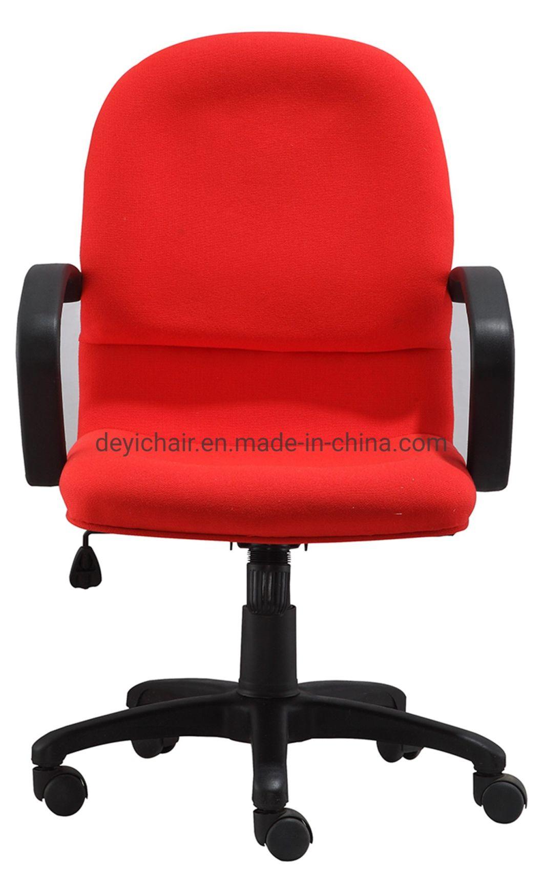 Red Color Simple Tilting Mechanism with PP Armrest Nylon Base Nylon Caster Medium Back Office Chair