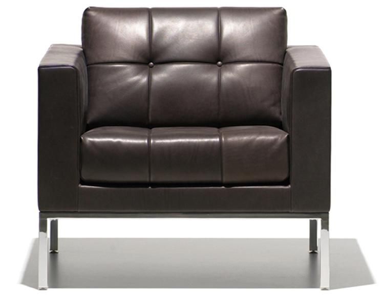 Office Furniture Wooden Sectional Sofa in Italian Leather