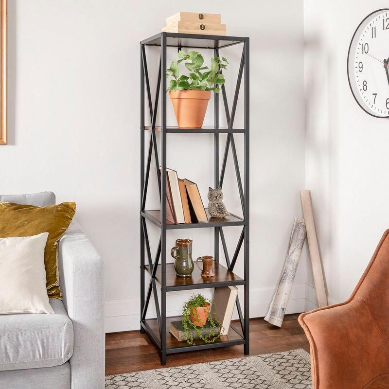 Home Furniture Supplier Fully Knock Down Metal Bookcase Book Storage Rack