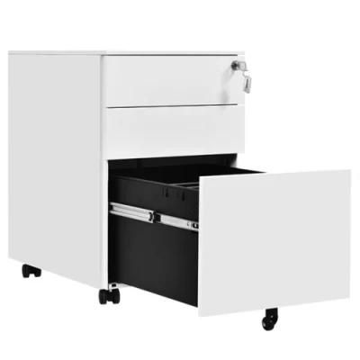 3-Drawer Mobile File Cabinet with Keys
