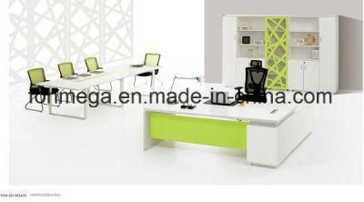 White L-Shape Office Executive Table Set (FOH-ED-M2420)