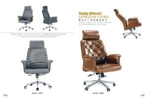 PU Nylon Castors PVC Leather Padding Bench Reclining Swivel Manager Chair for Hairdressing Barber Office Seating