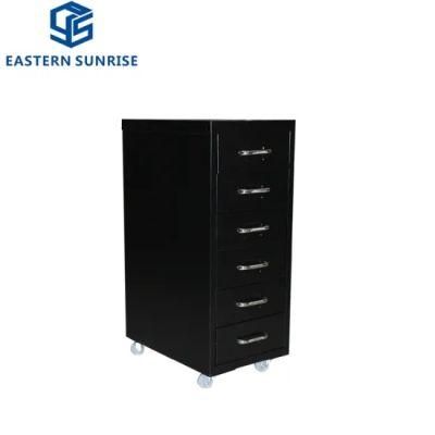 Black Red 6 Drawers Metal Office Filing Cabinet