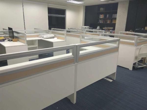 T Shape Two Seater Office Work Tables with Side Cabinet