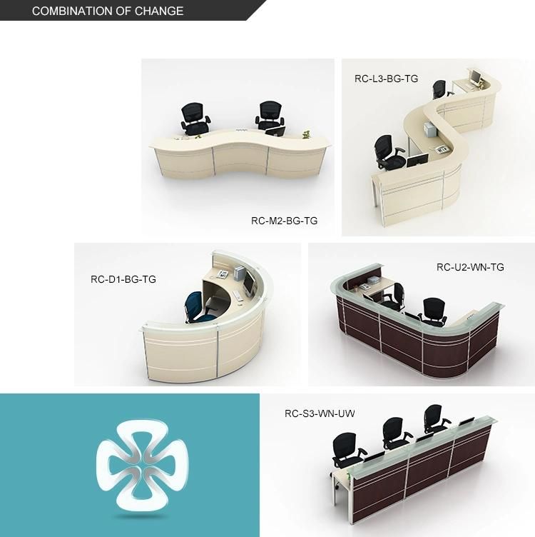 Clover T8 Series Melamine Modern Design Oval Half Round Reception Front Desk Counter Design