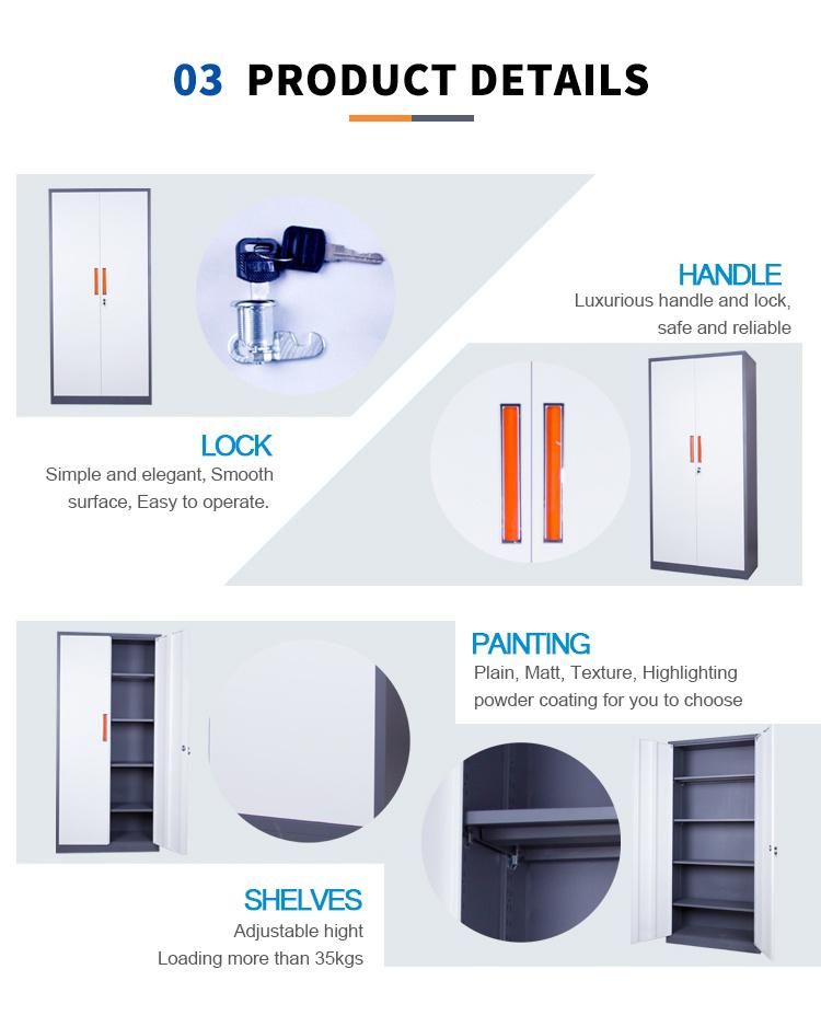 Wholesale Price Metal File Cabinets Office 2 Door Metal Storage Cabinets with 3 Mobile Shelf Filing Cabinet Lemari Besi Archivad
