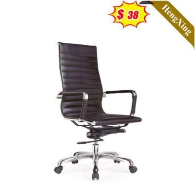Hot Sale Stainless Steel Metal Frame Black PU Leather Office Chairs High Back Swivel Manager Chair
