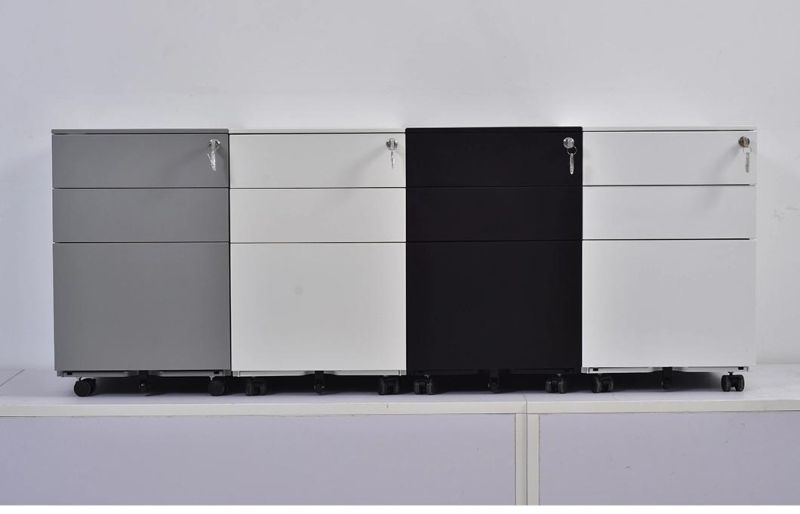 Office Mobile Vertical Filing Cabinet with Lock 3 Drawer