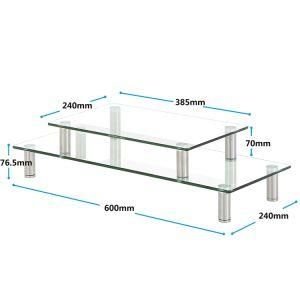 Clear Glass Adjustable Stand Riser for PC Computer Monitor/Laptop and TV