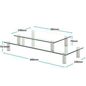 Clear Glass Adjustable Stand Riser for PC Computer Monitor/Laptop and TV