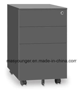 5 Wheels 3 Drawer Mobile Metal Cabinet