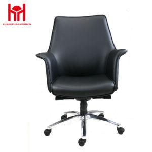Mif Swivel Low Back Office Chair, Black PU Leather