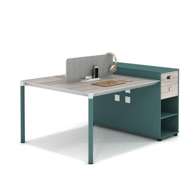 Wholesale Computer 2 People Desk Home Furniture Office Table Workstation with Aluminum Leg and Cabinet