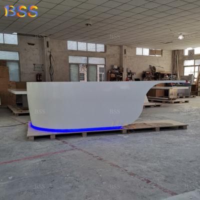 Custom Cool Design Office Curved Modern White Reception Desk