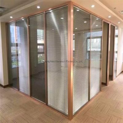 modern Aluminum Office Partition Glass Partition Office Dividers with Blinds Built-in for Hotel
