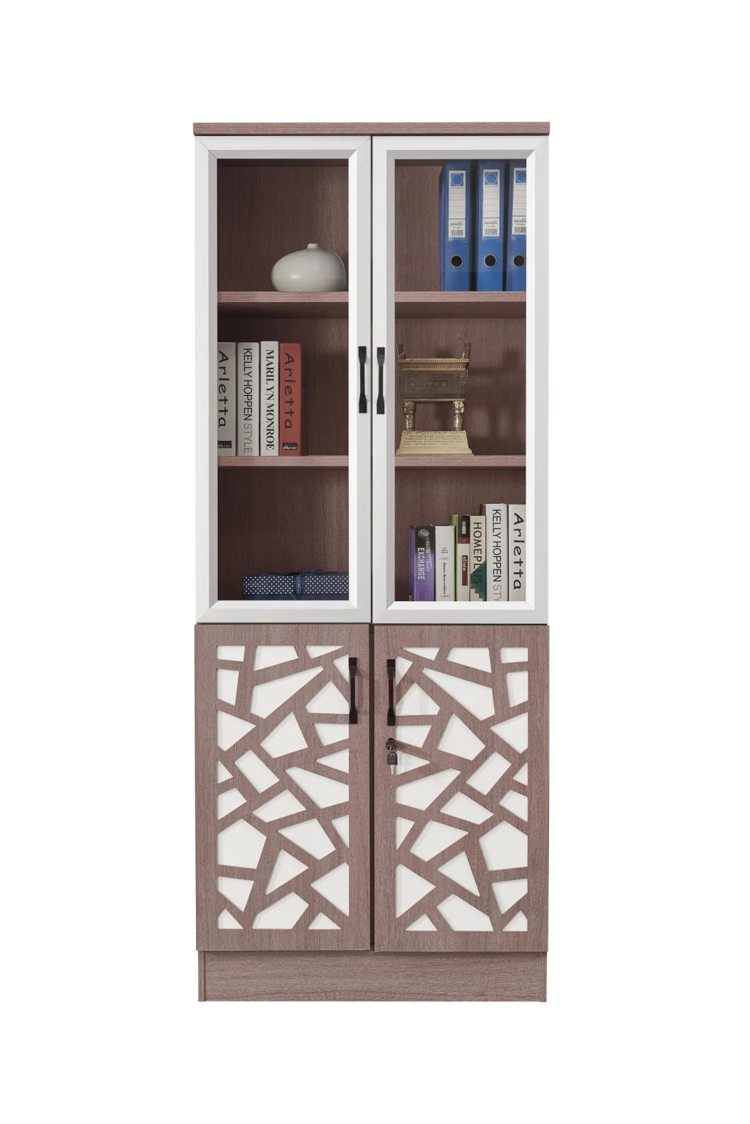 Hot Sale Modern Design MDF Luxury Wooden 2 Doors Bookcase Office File Cabinet